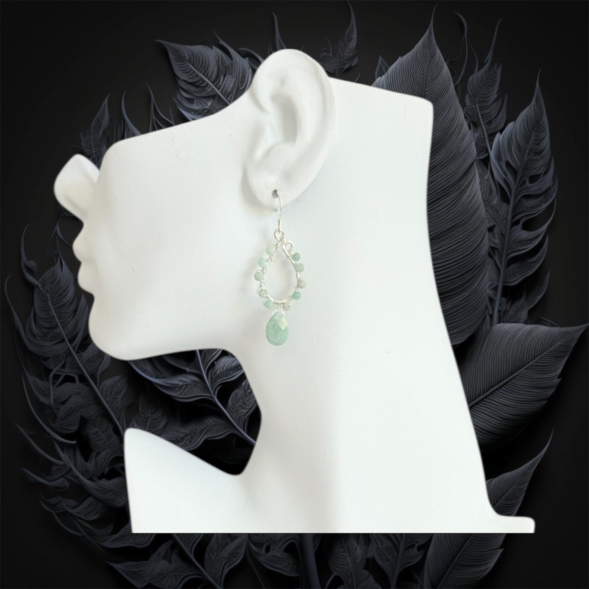 Sterling silver statement earrings with faceted amazonite gemstones