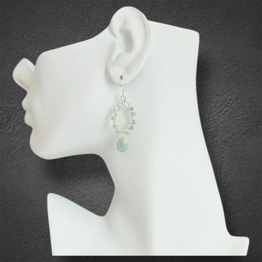 Sterling silver statement earrings with faceted amazonite gemstones