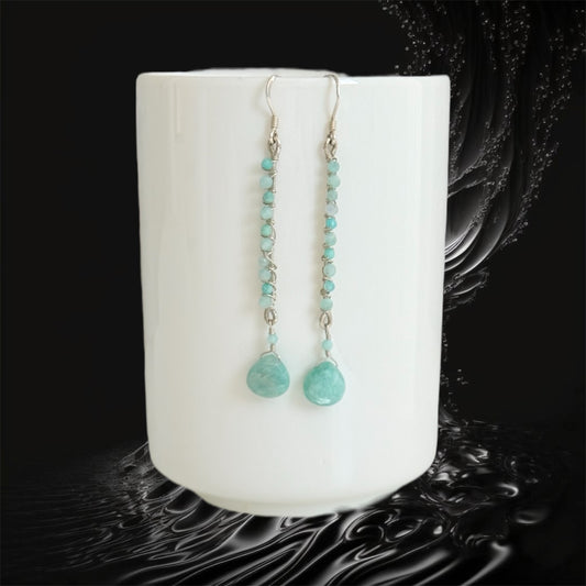 Sterling silver and amazonite gem earrings, hand crafted