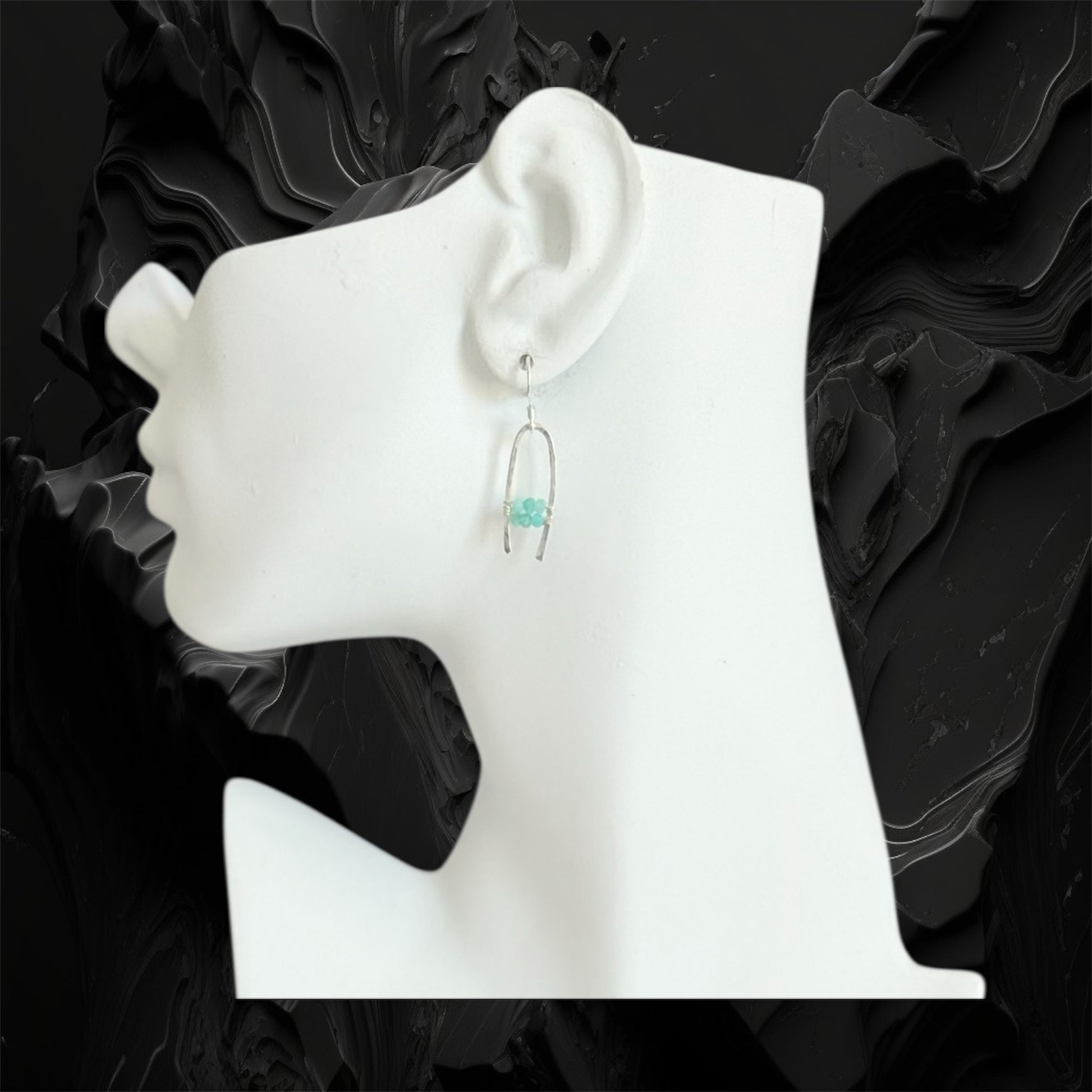 Handmade sterling silver boho earrings with green amazonite