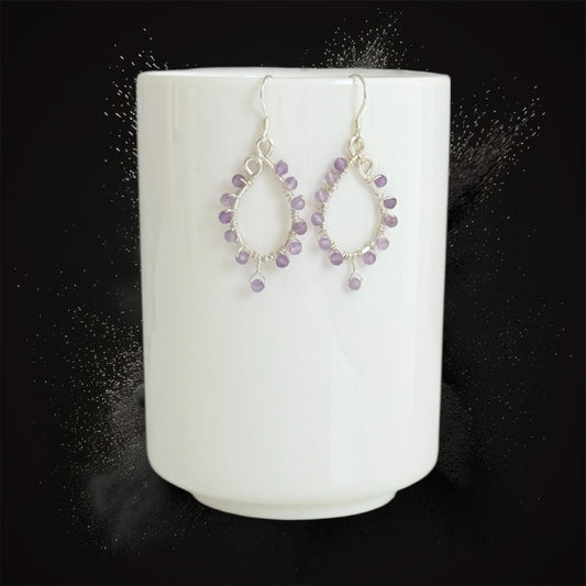 Boho hoops with amethyst gemstones
