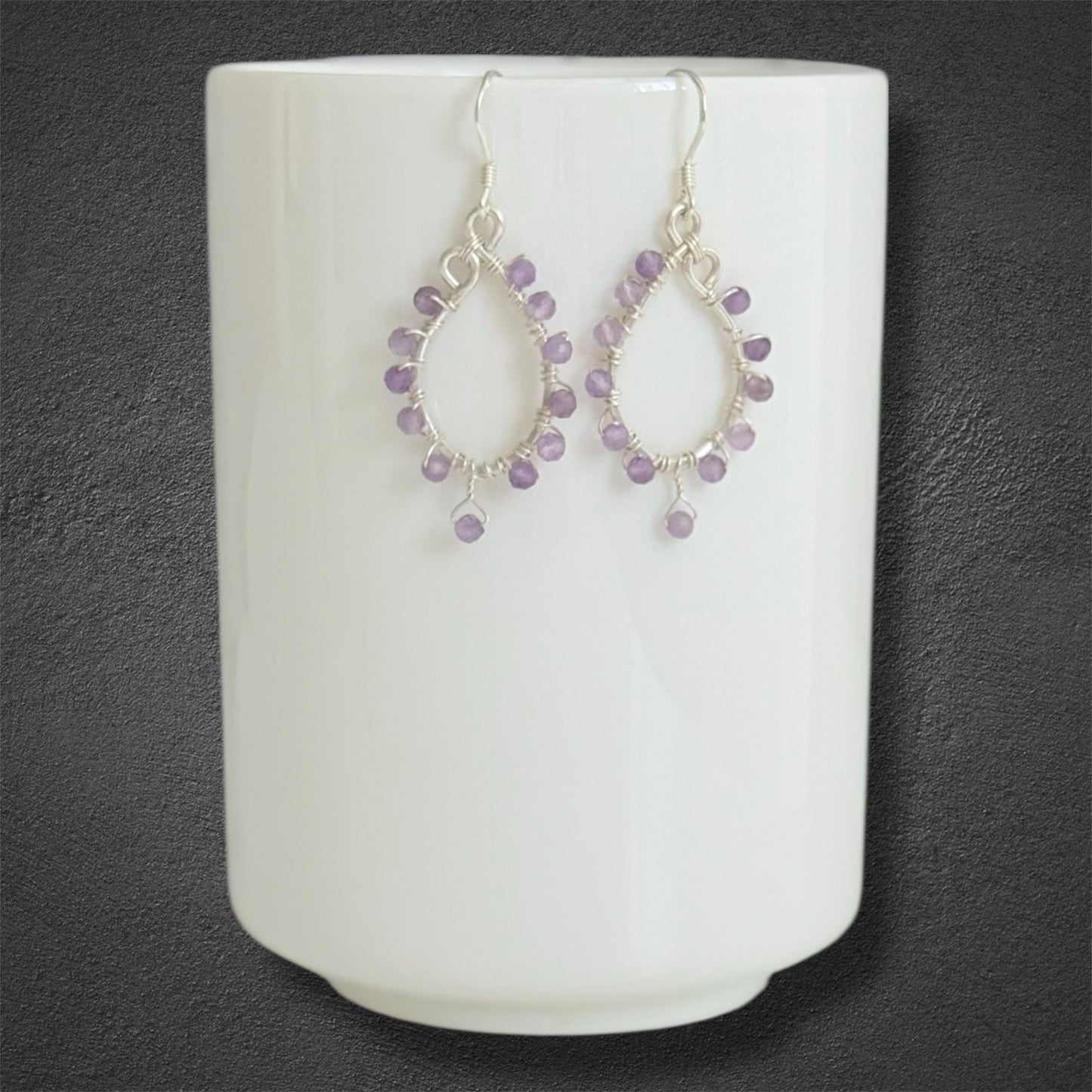 Boho hoops with amethyst gemstones