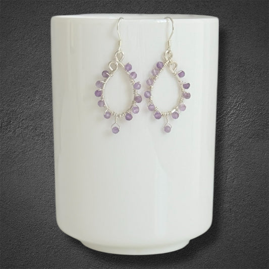 Boho hoops with amethyst gemstones