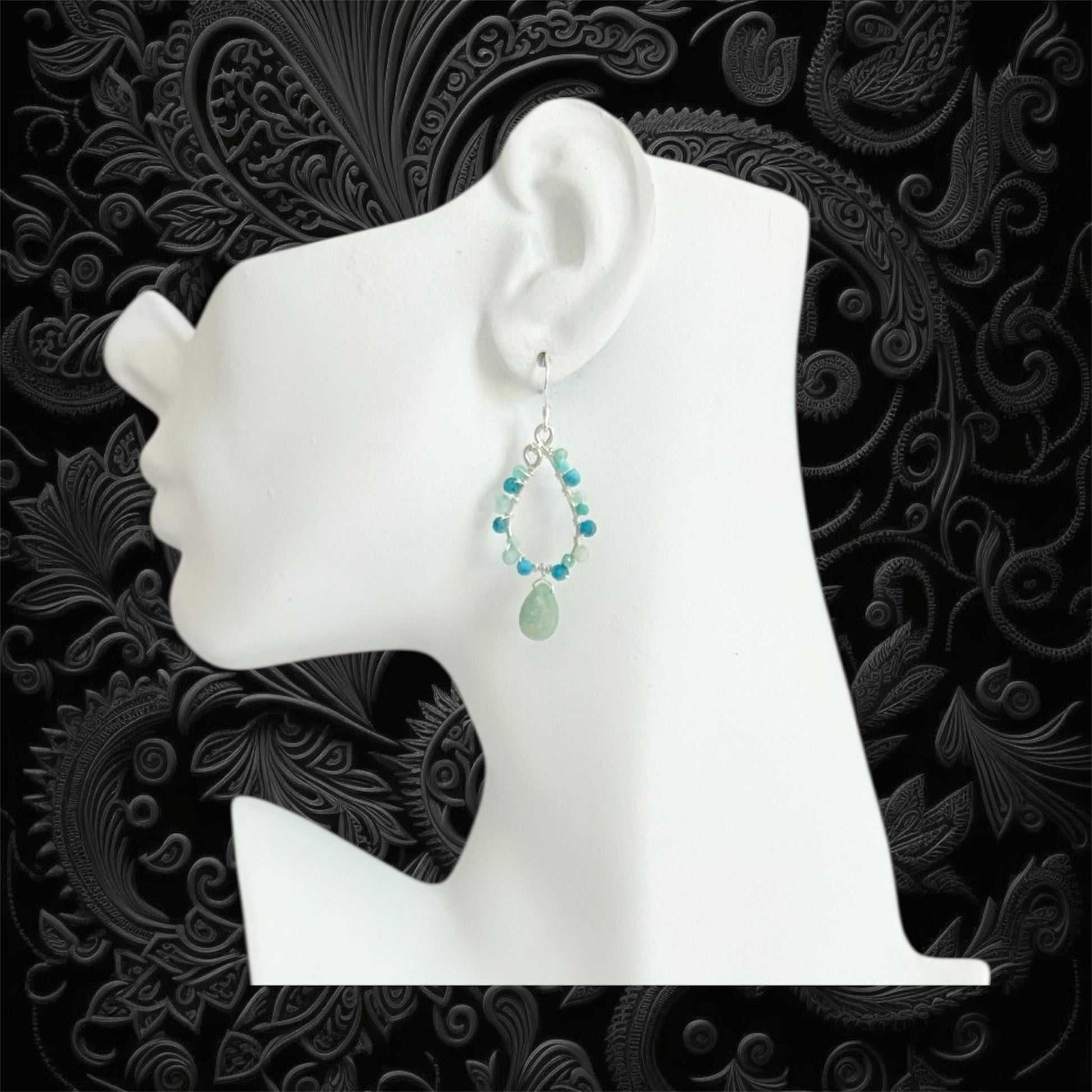 sterling silver statement earrings with natural gemstones