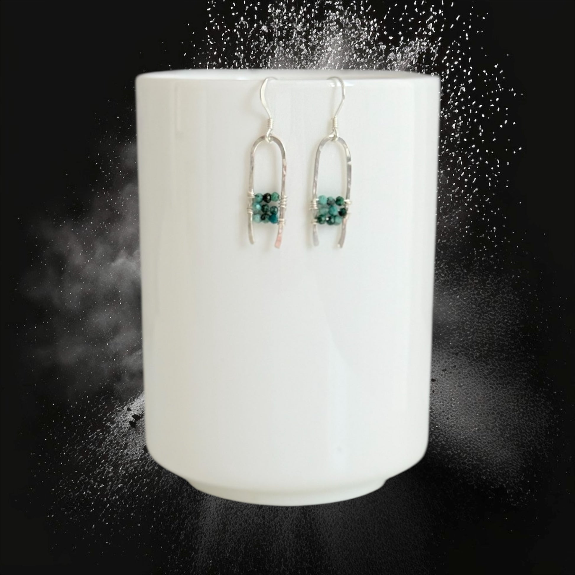 Handcrafted silver boho earrings with chrysoprase gemstones