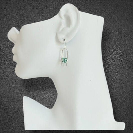 Handcrafted boho silver drop earrings with chrysoprase gems