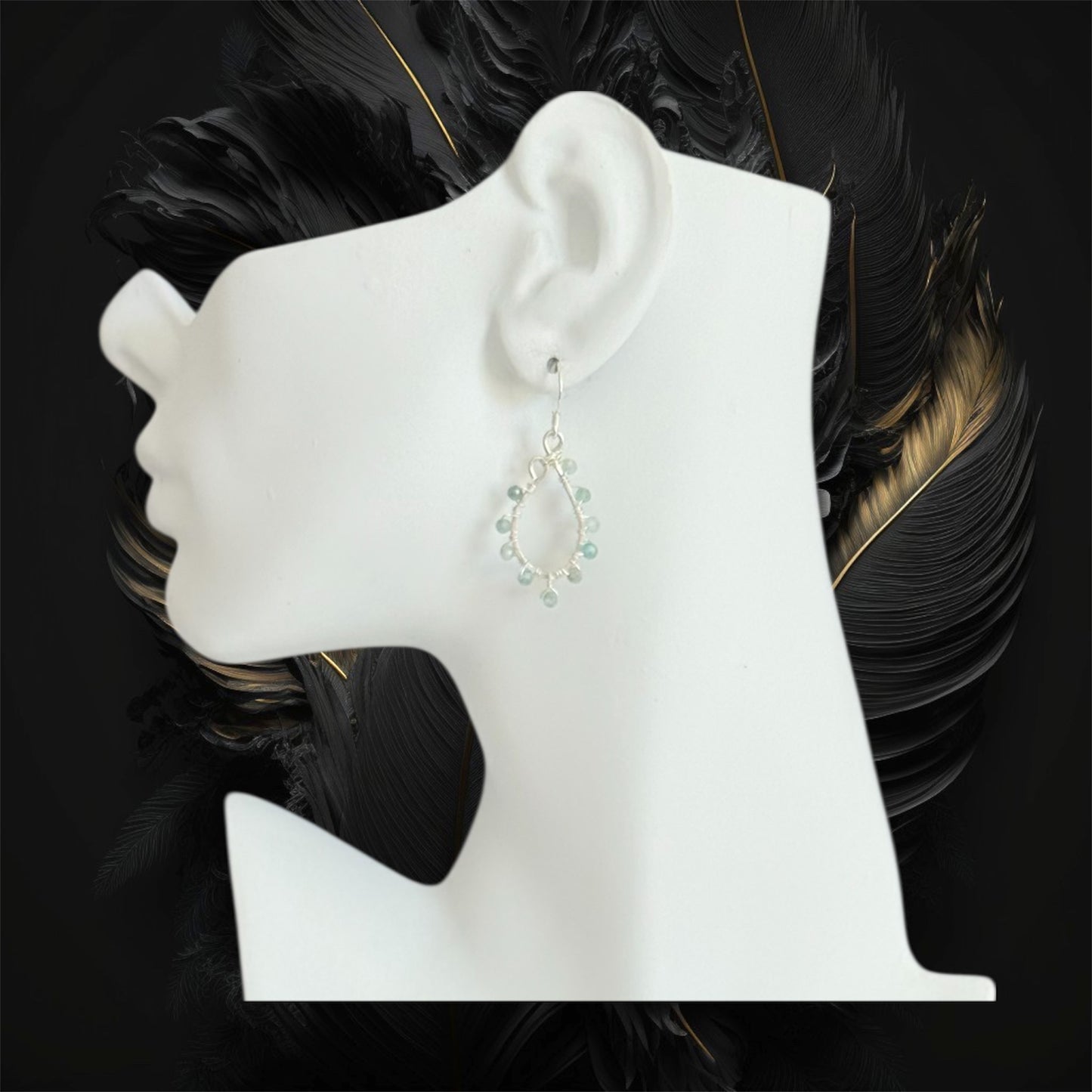 Handmade chandelier earrings with faceted natural green apatite