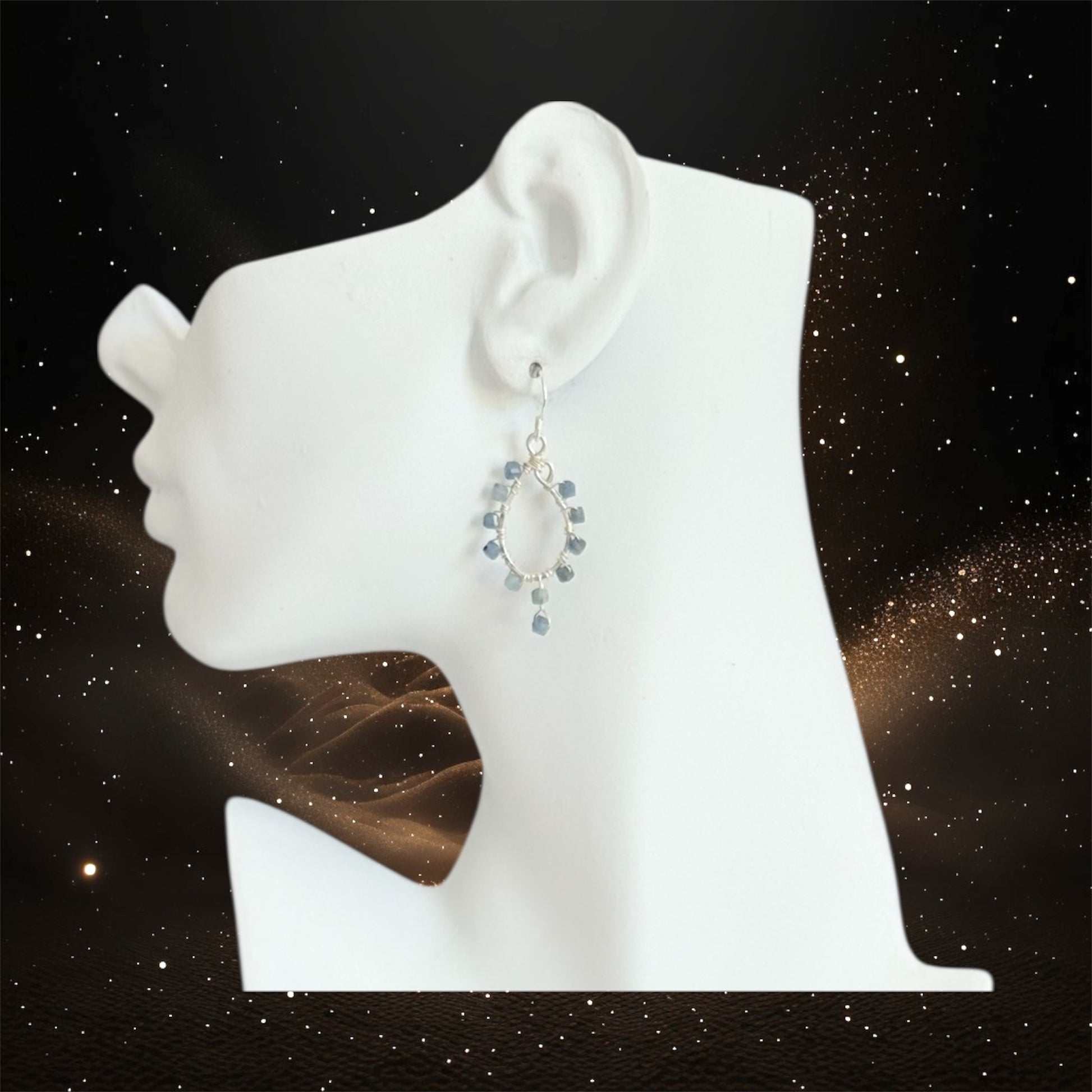 Handmade sterling silver and kyanite earrings drops