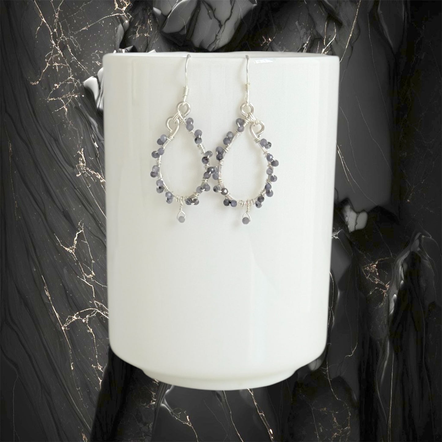 Sterling silver statement earrings with tanzanite gemstones