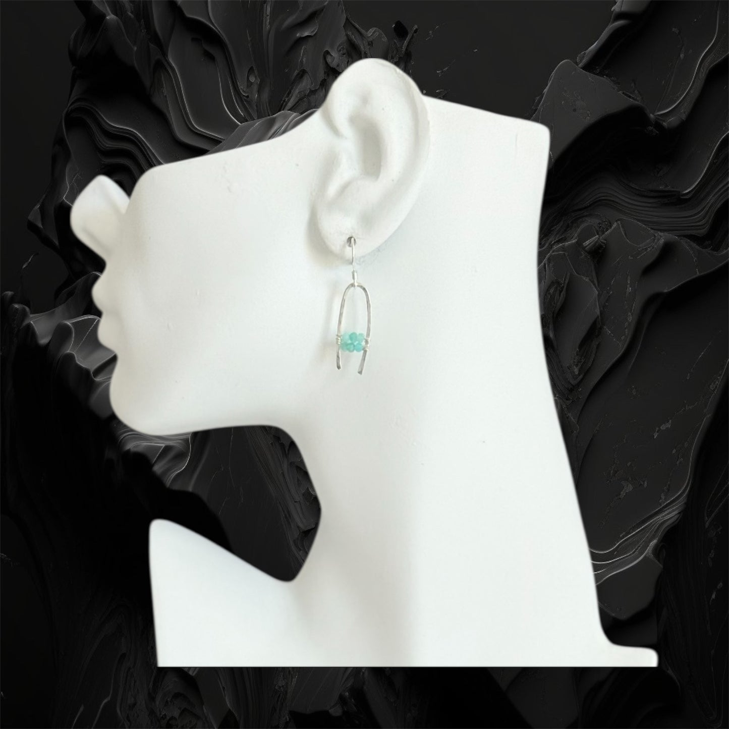 Handmade sterling silver boho earrings with green amazonite