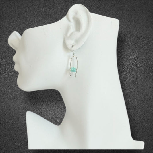 Handmade sterling silver boho earrings with green amazonite