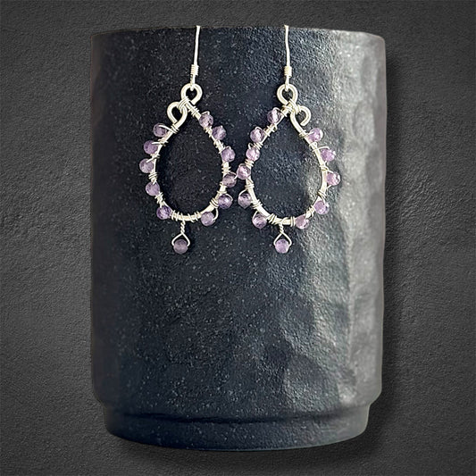 Boho hoops with amethyst gemstones