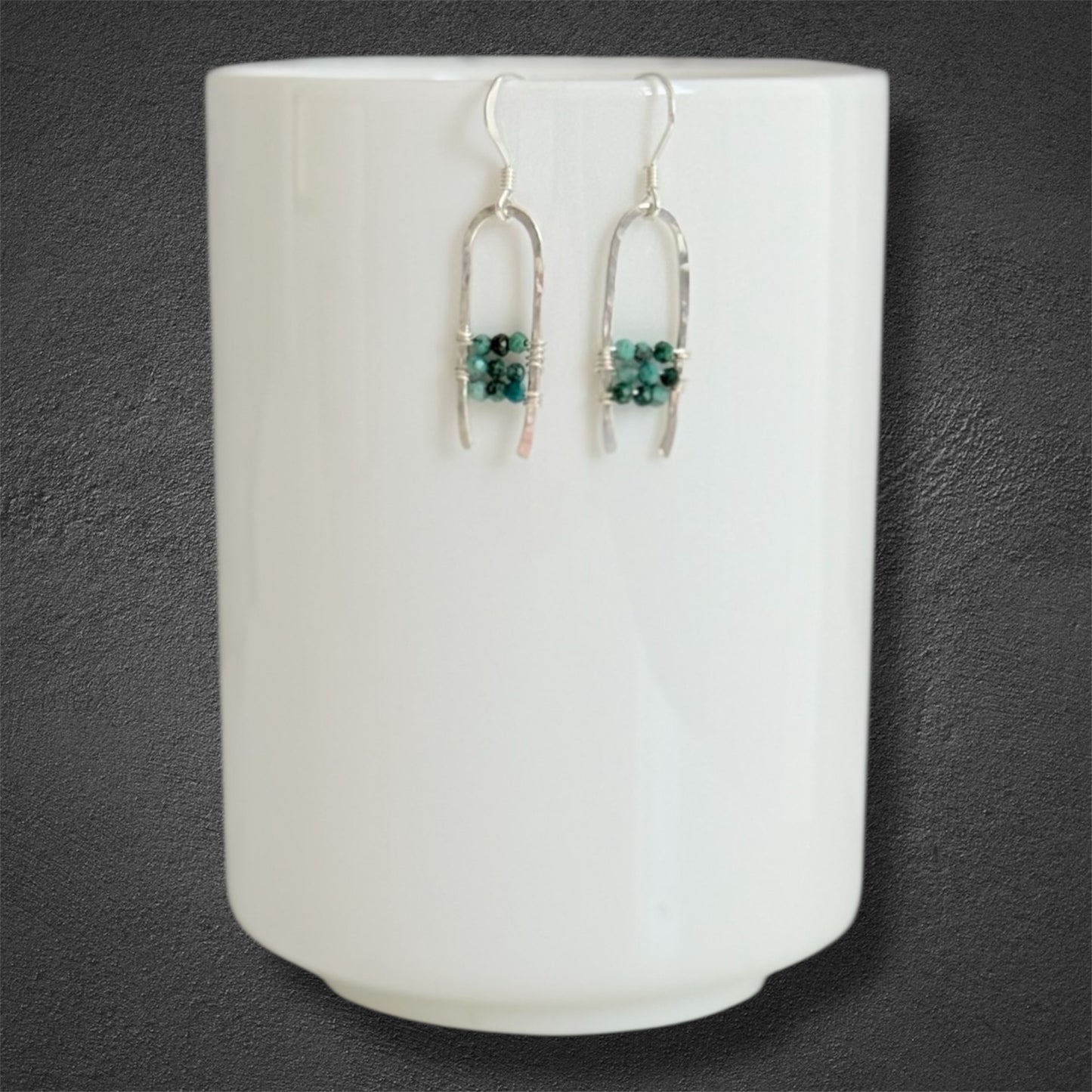 Handcrafted silver boho earrings with chrysoprase gemstones