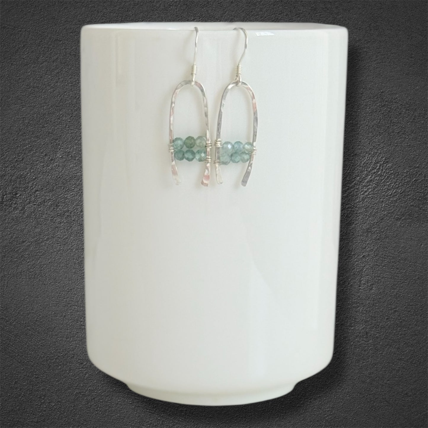 Sterling silver and green apatite boho statement earrings