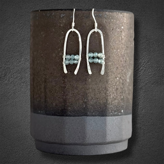 Sterling silver and green apatite boho statement earrings