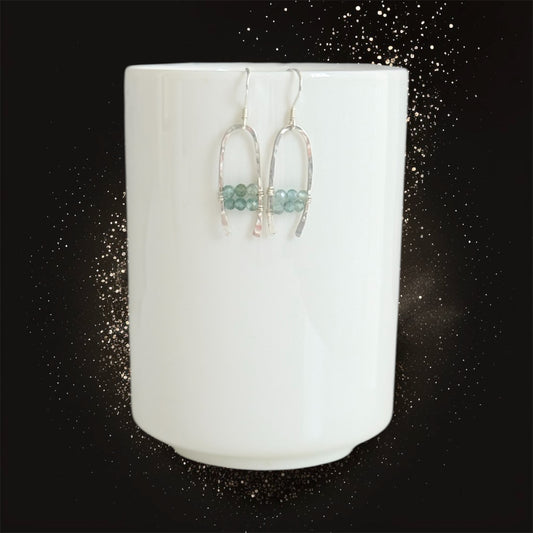 Sterling silver and green apatite boho statement earrings