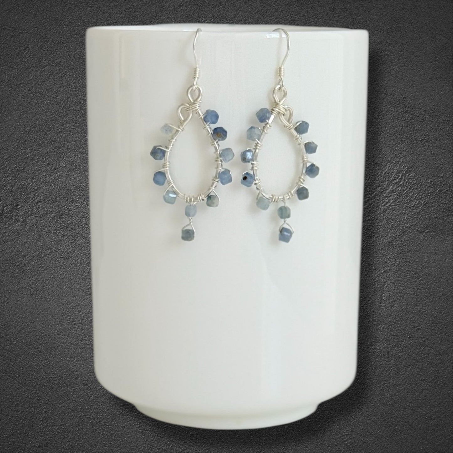 Sterling silver drop earrings with kyanite natural stones 