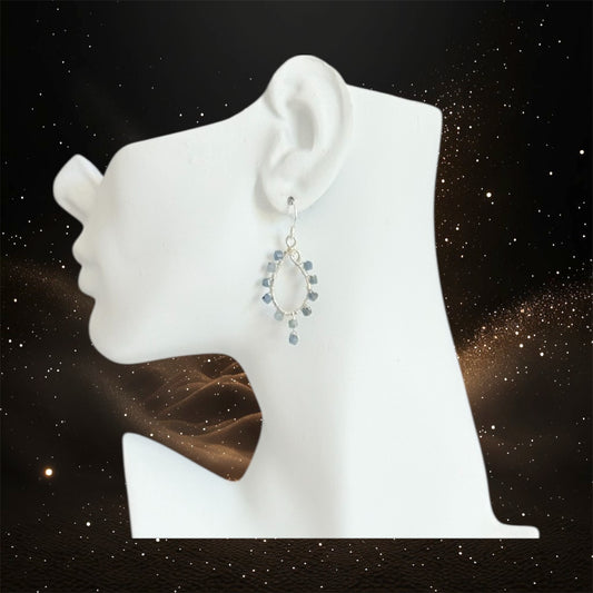 Handmade sterling silver and kyanite earrings drops