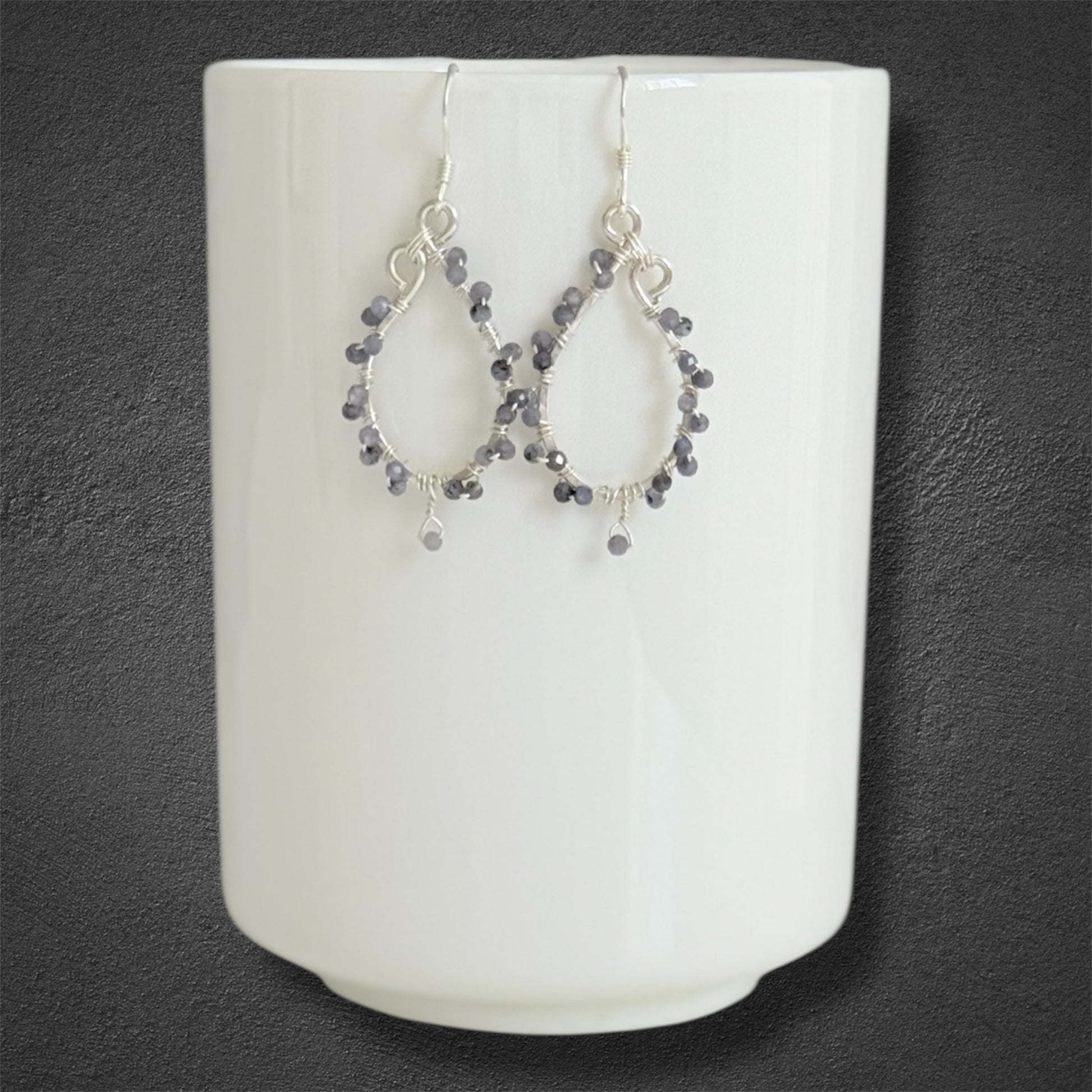Sterling silver statement earrings with tanzanite gemstones
