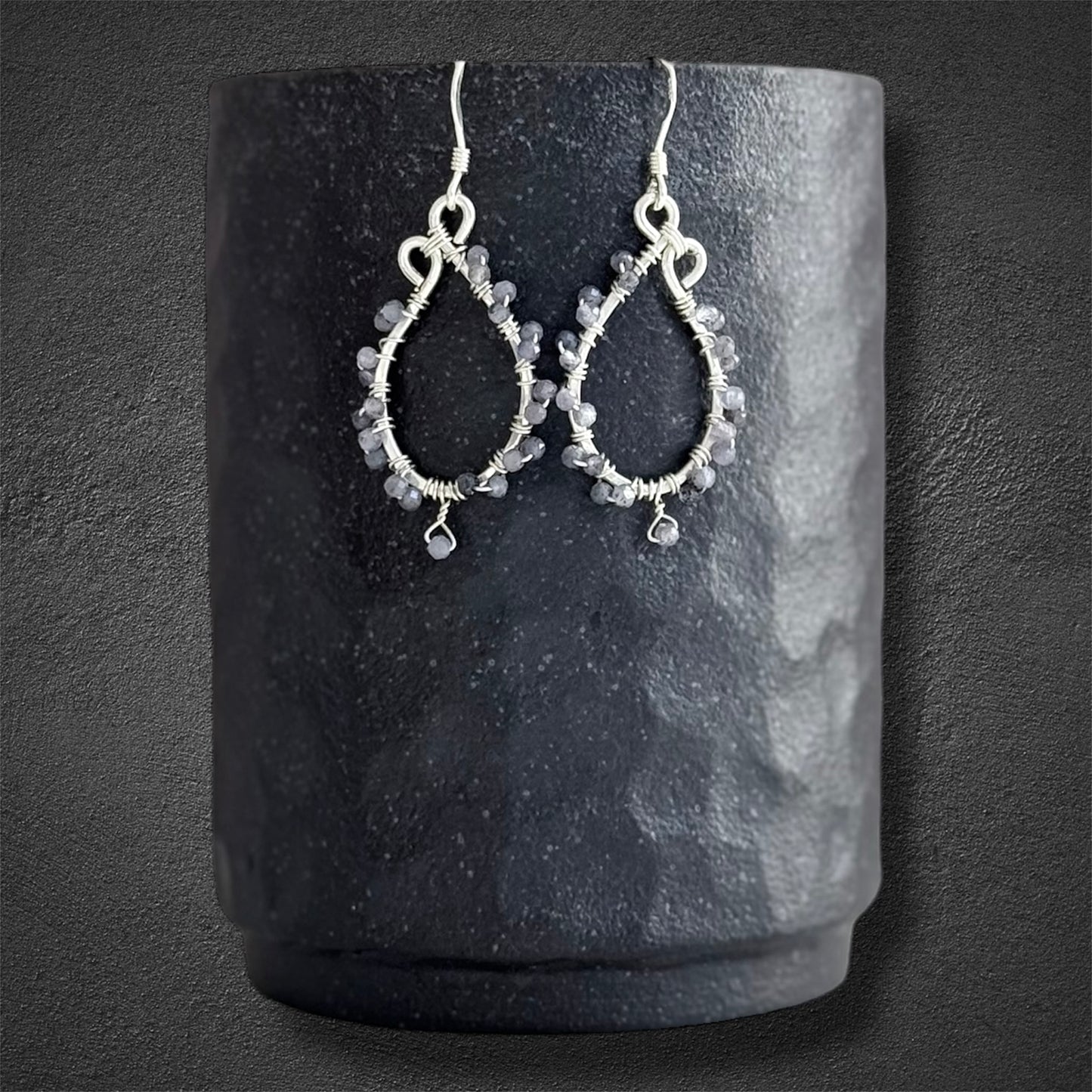 Sterling silver statement earrings with tanzanite gemstones