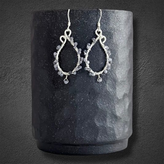 Sterling silver statement earrings with tanzanite gemstones